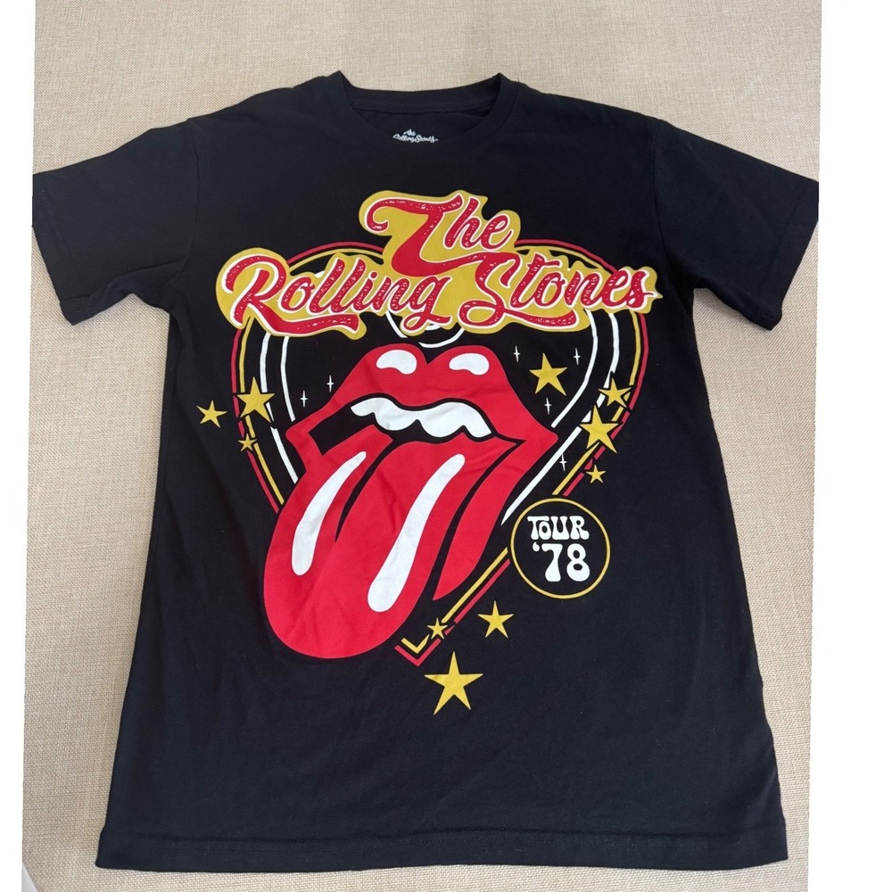 The Rolling Stones US Tour 1978 Graphic T-Shirt Black Small Rock Band‎ Tee